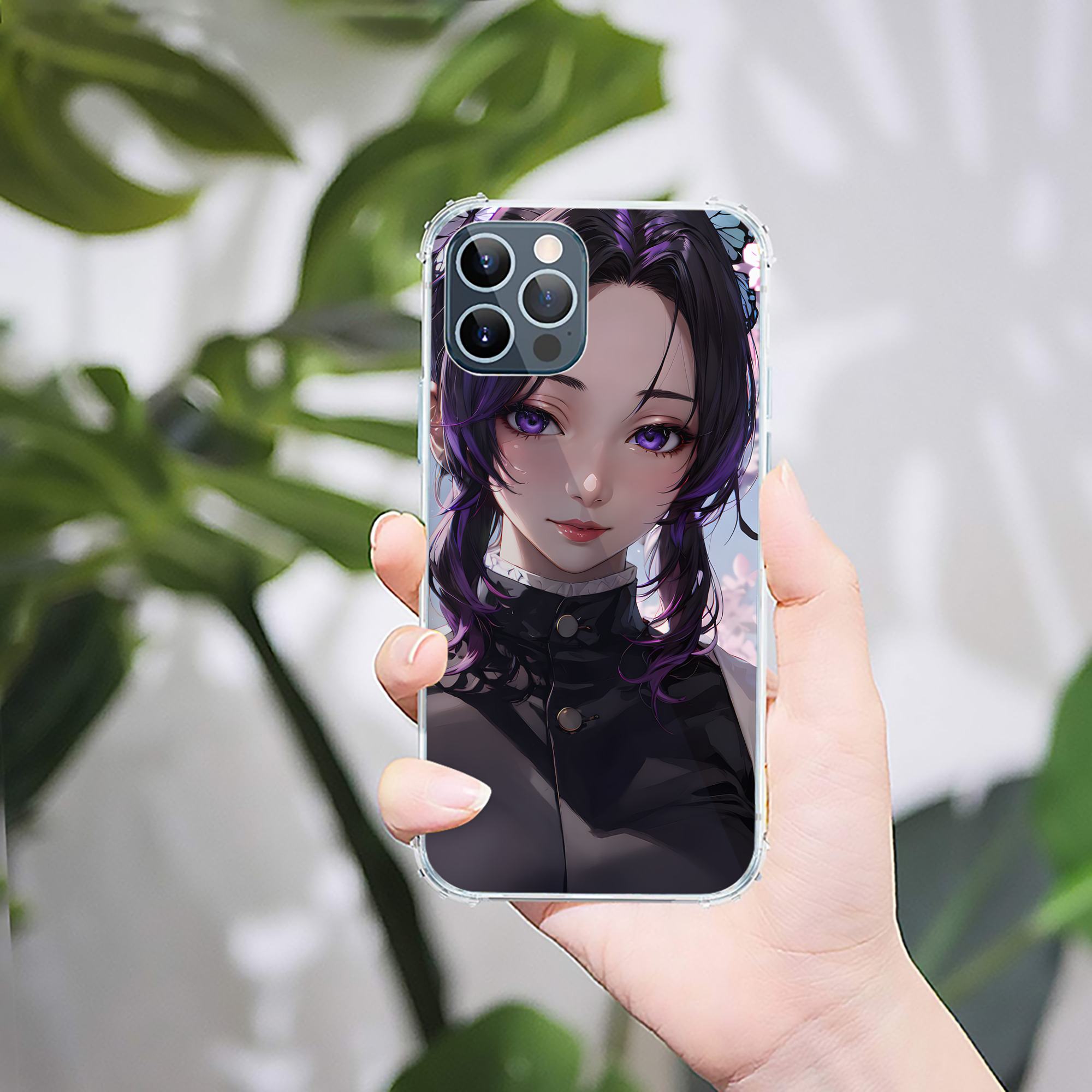 （画像用） 鬼滅の刃（きめつのやいば）蟲柱-胡蝶 しのぶ／こちょう しのぶ Kochou Shinobu 【iPhone 12シリーズ対応】透明スマホケース（クリアソフトケース）